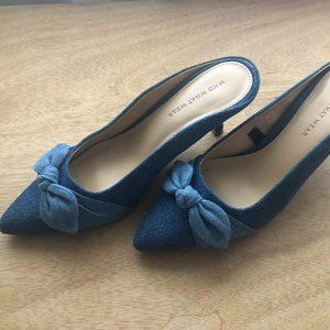 Who What Wear Denim Kitten Heel Mules